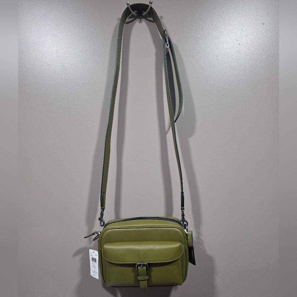 NWT COACH Olive Green Leather Crossbody Bag - Picture 10 of 12